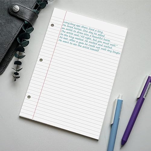 Miniatura 5 de Paquete de 3 hojas de repuesto A5, papel de relleno de 3 agujeros perforados para oficina universitaria, 300 hojas600 páginas, papel de carpeta de