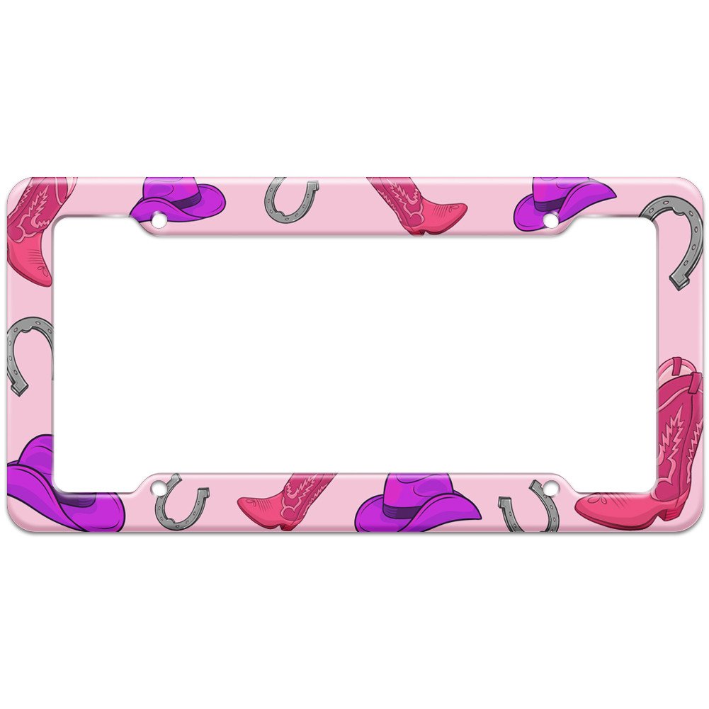 Graphics and More Blank Western Cowboy Cowgirl Hats Boots Pink Pattern License Plate Frame