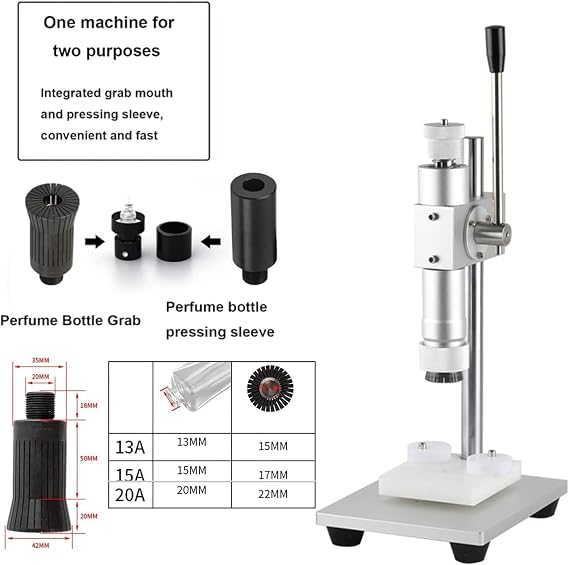 Perfume Crimper,Height Adjustable Crimping Machine,Stainless Press Capping Machine,Manual Perfume Capper,Press Capping Tool,13mm