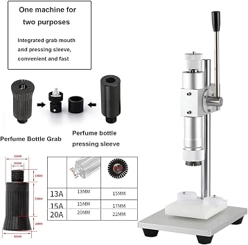 Perfume Crimper,Height Adjustable Crimping Machine,Stainless Press Capping Machine,Manual Perfume Capper,Press Capping Tool,13mm