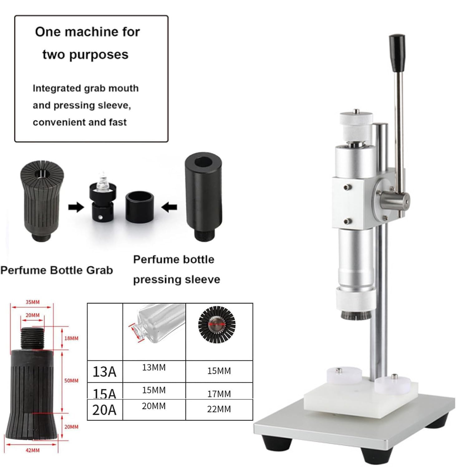 Perfume CrimperHeight Adjustable Crimping MachineStainless Press Capping MachineManual Perfume CapperPress Capping Tool20mm product thumbnail 5