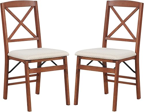 Miniatura 10 de GOFLAME Juego de 4 sillas plegables de comedor, sillas laterales plegables con asiento acolchado de PVC y respaldo alto, paquete de 4 sillas de