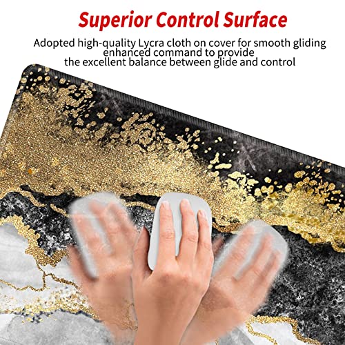Image of Gaming Mouse Pad XL Desk Mat for Desktop Extended Mousepad Black Gold Marble Desk Pad Long Computer Pads for 24 inchx12 inch Large Mouse Pads for Wireless Mouse Office Men