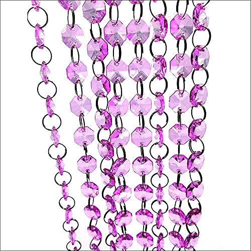 10 x 1 m de rideau de porte avec perles en cristal et acrylique - Rideau de perles à suspendre pour décoration de mariage, de fête, de Noël, violet