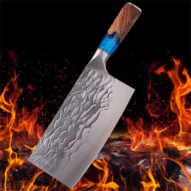 Meat cleaver, Serbian Chef Knife Multi-functional Cleaver Kitchen Camping BBQ Knife Full Tang Boning Knife Handmade Forged Butcher Knife Cleaver Knife (Color : 02)
