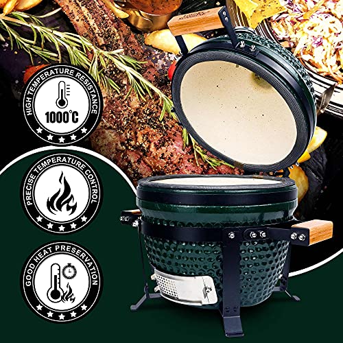 London Sunshine Ceramic BBQ Charcoal Kamado Grill 13 inch Portable Tabletop Grill - Green