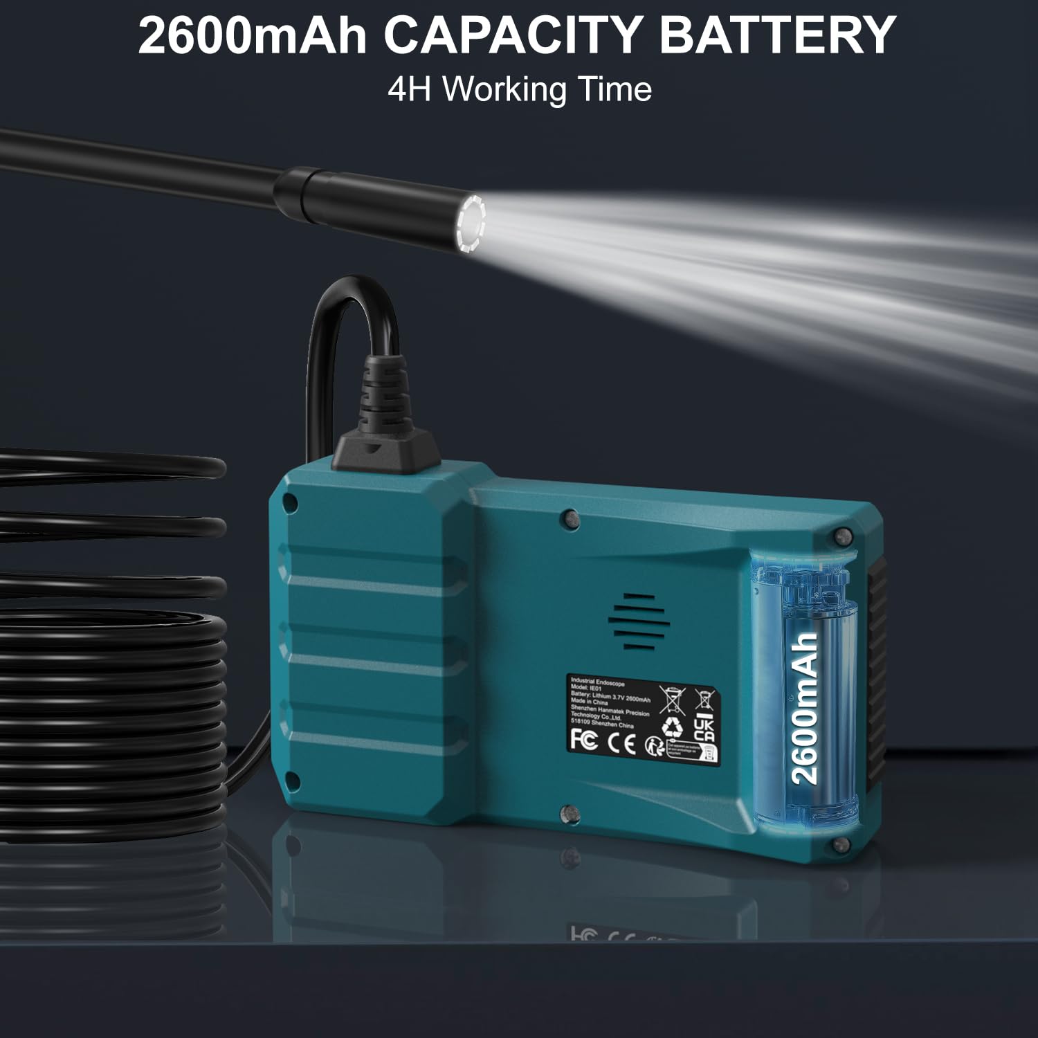 HANMATEK Endoskop przemysłowy, sonda z kamerą endoskopową 8 mm, ekran TFT 4,3 cala 1080P, wodoodporny kabel IP67, 8 regulowanych diod LED, ładowanie USB-C, obrót 180° - IE01