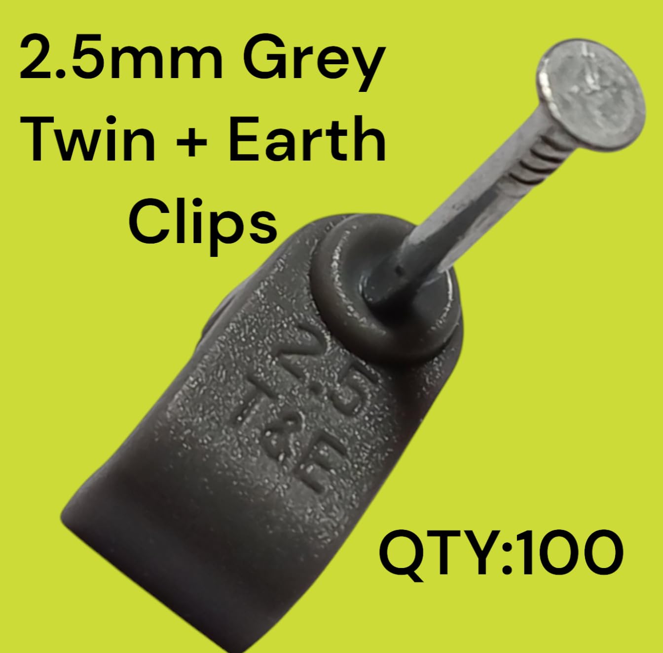 Grey Twin and Earth Flat Cable Clips, 100 Pack (2.5MM CABLE CLIPS) - Image 3