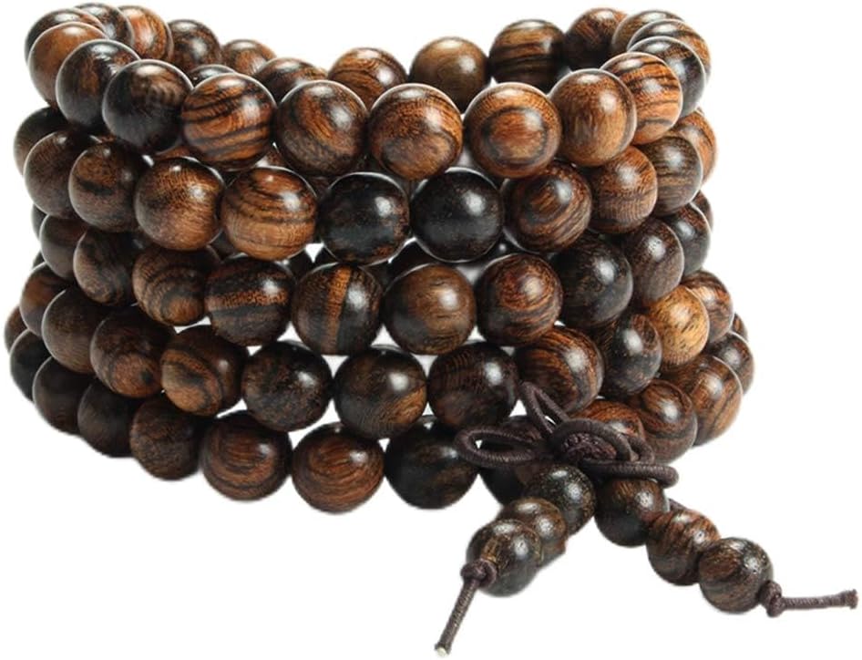 108 Prayer Beads Bracelet 8mm Natural Wood Tibetan Buddhist Buddha Mala Meditation bead bracelet/Necklace for Men Women in gift box