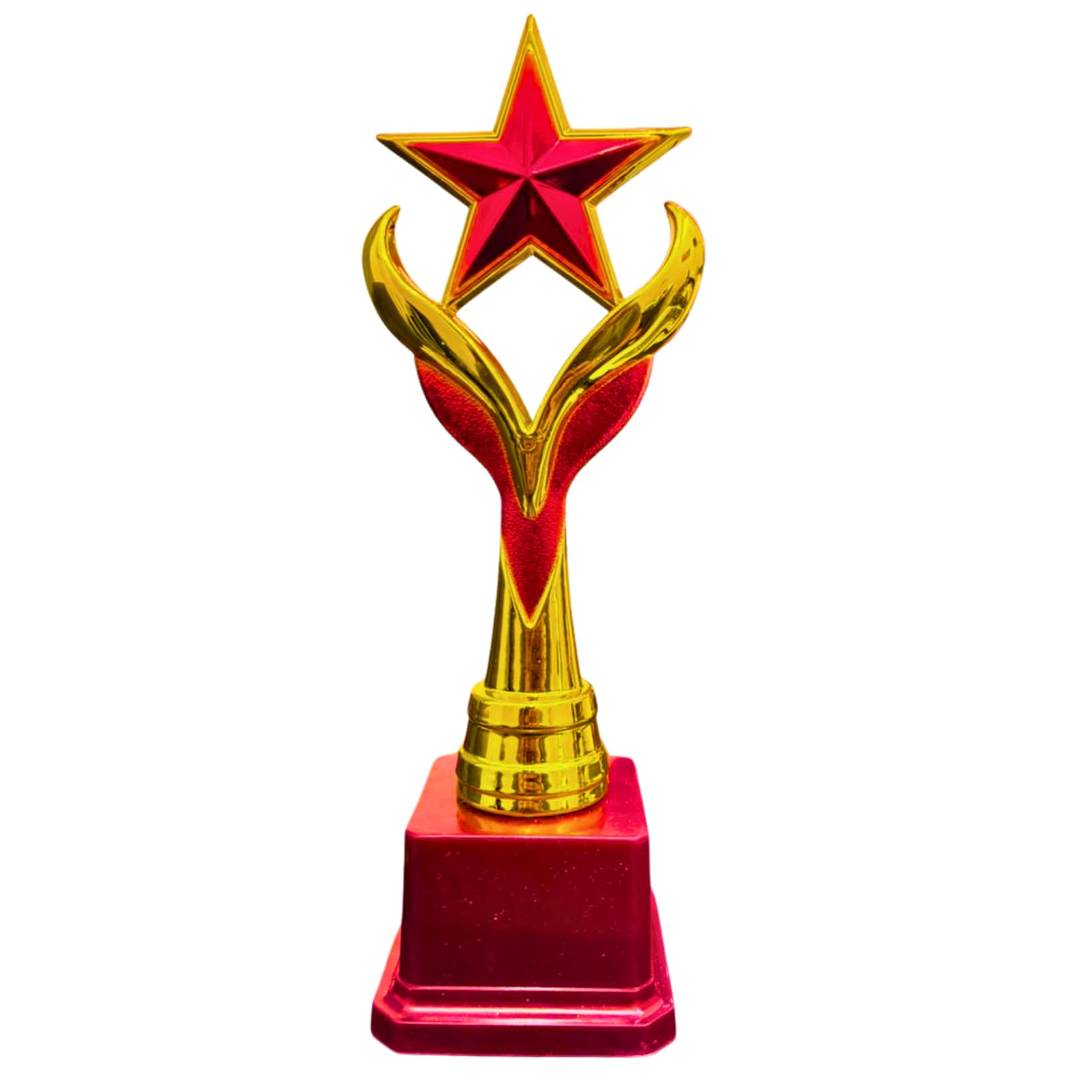 Holding Red Star Premium Heavy Award || 10 inches Height || Free Customisable with Logo and Text | Heavy Red Base, Gold & Red Finish, Logo Customisable, Text Customisable-picture-14