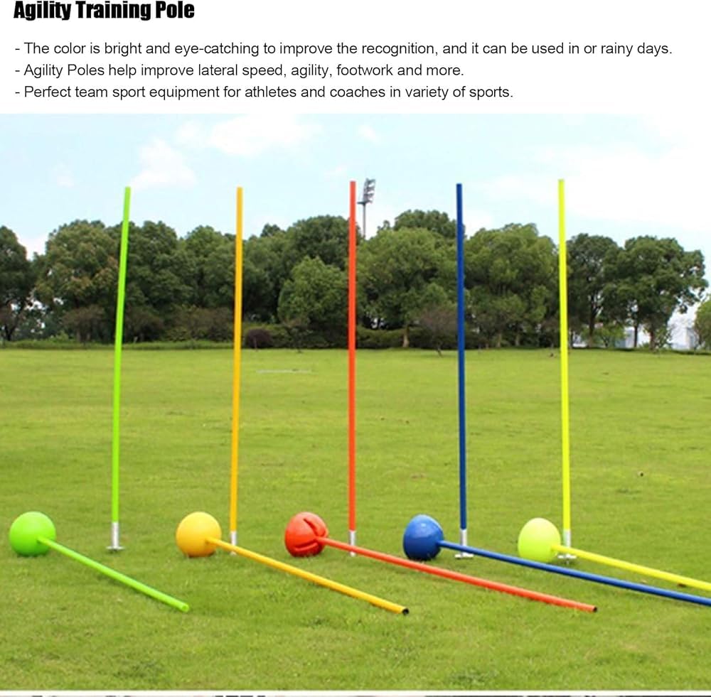 Slalom-Stangen, 1,5 m, Geschwindigkeits- und Beweglichkeitstrainingsgerät für Fußball, Indoor Outdoor, Agility-Kegel mit Wasser und Sand befüllbarer Basis