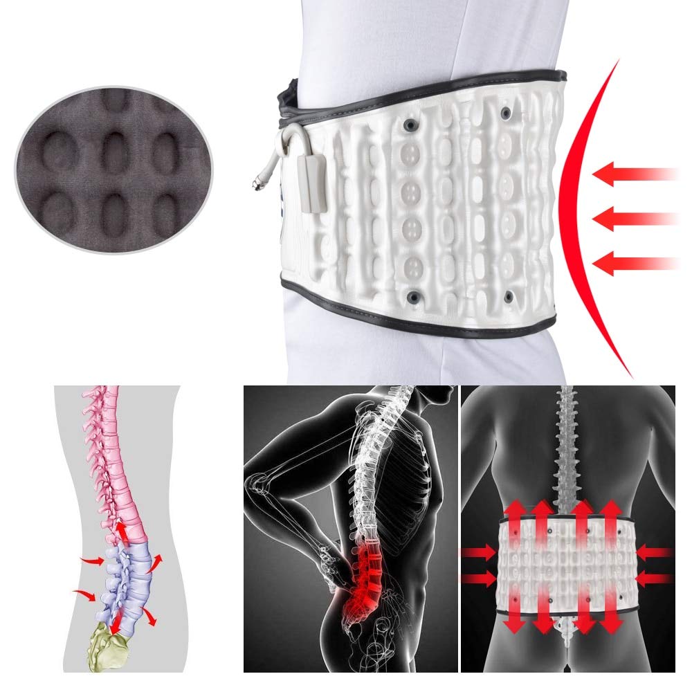 WowObjects® 1Pc Portable Decompression Back Belt Home Lumbar Traction Device Fatigue Waist Back Pain and Soreness Relief Lumbar Support Brace& Color: White 1