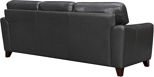 Miniatura 4 de Armen Living Bergen - Sofá de cuero con brazo cuadrado de 839in peltre