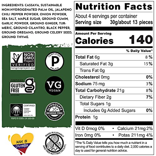 Artisan Tropic Cassava Strips - Vegan, Paleo, Gluten Free Chips – Non-Gmo Healthy Snack Potato Chip Alternative For Lunches, Dipping, Parties - Baked Cassava Flour Chips – Jalapeno (4.5 Oz - 12 Pack) #TOP3