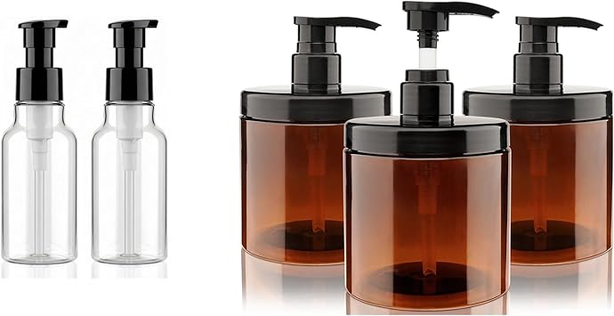 Pump Bottle Dispenser 3 Pcs 600ml/20oz Pump Bottle Dispenser 4oz 2 Pack