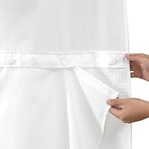 1 Pack Fabric Snap in Shower Curtain Liner Replacement, 70W x 54H | Removable & Water-Repellent,Machine Washable, with Magnets-Detachable Liner Fit 71W x 74H with Window Shower Curtain