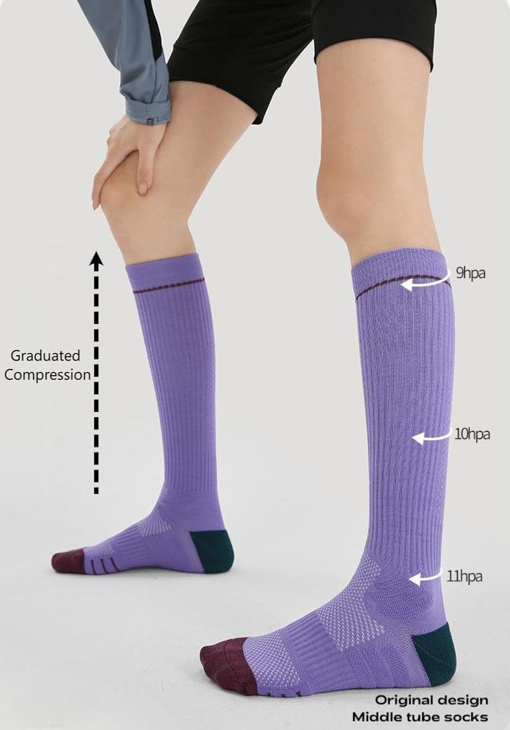 Star Tok Cotton Compression Socks for Women, 8-15 mmHg Light Compression Stockings, Knee High Socks for Running Athletic Cycling - Image 4