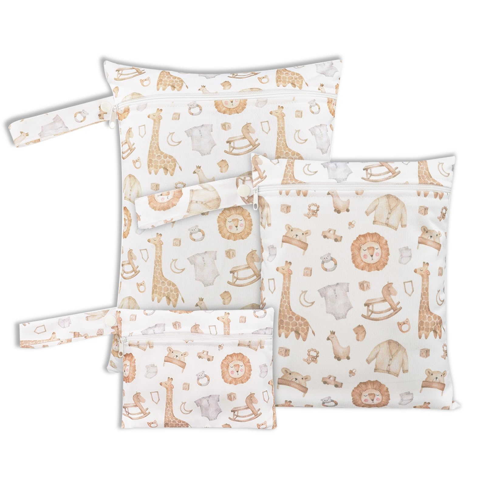 3 Pièces Sac a Couches Bebe, Sac à Couche Lavable, Sacs Couche en Tissu, Réutilisable Pochette Humide et Sèche, Wetbag à Fermeture Eclair Etanche pour la Natation Camping Voyage Fitness Plage