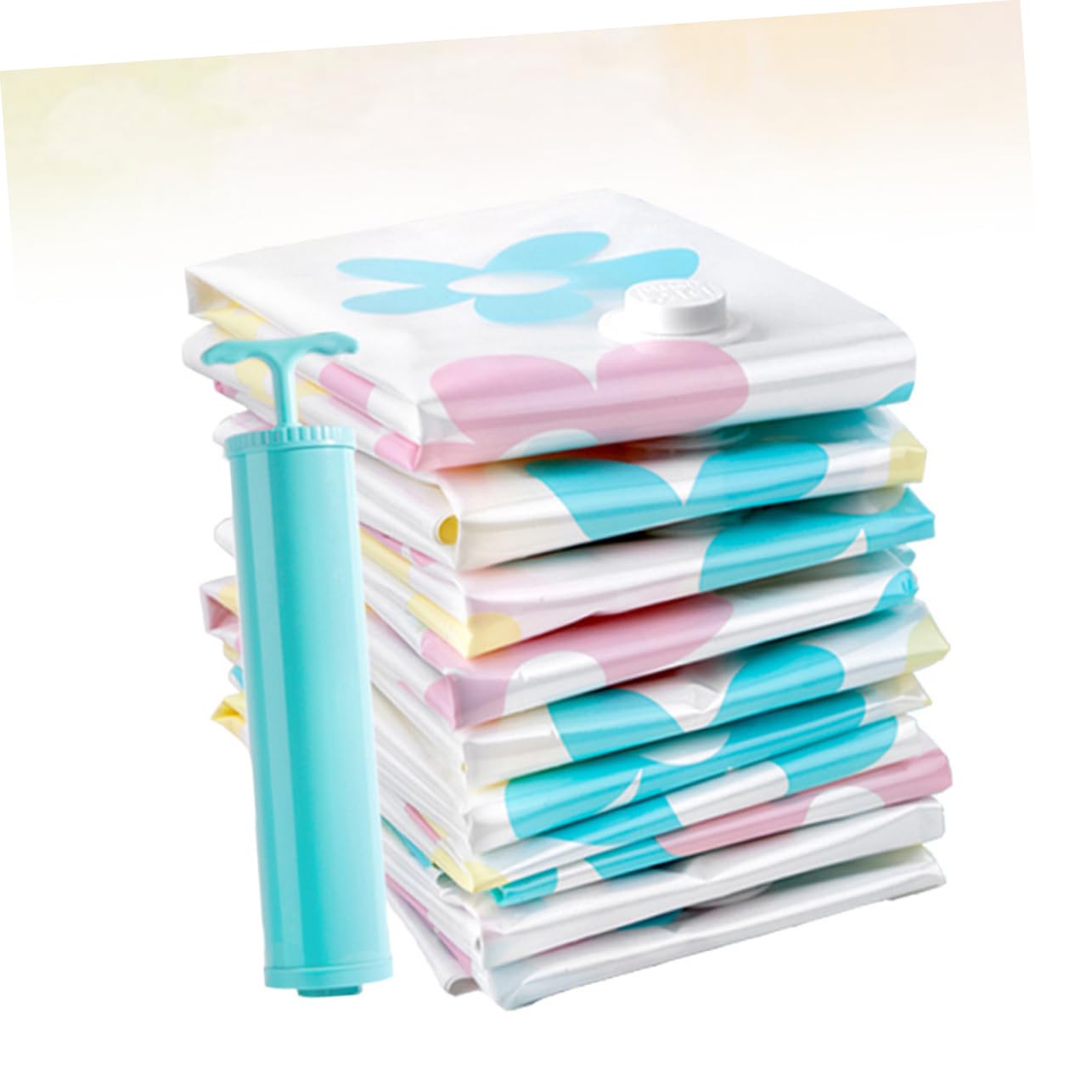 Cabilock Set 11 Pezzi Sacchetti Sottovuoto per Abiti e Piumoni Pompa Manuale, Materiale Pa e Pe, Compressione Salvaspazio per Viaggi e Conservazione Colore Casuale