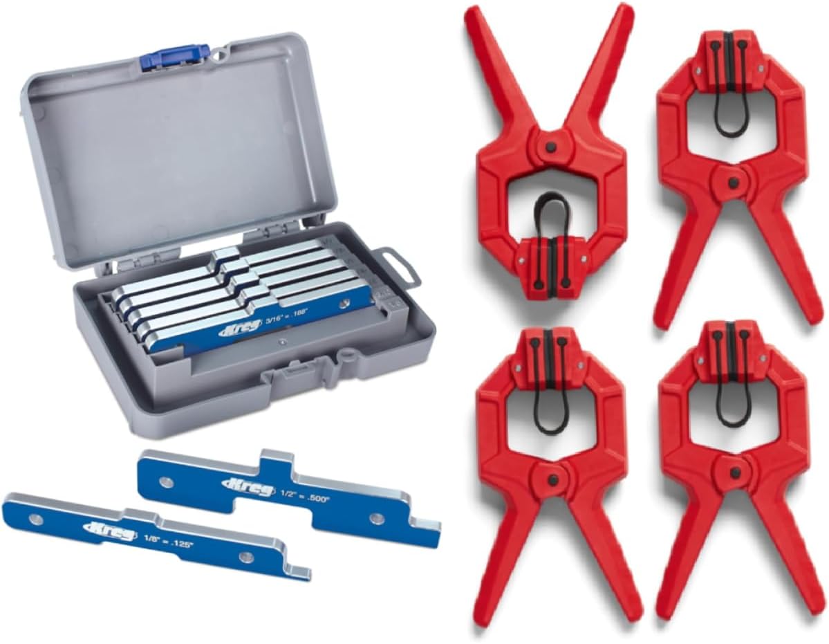 Kreg PRS3400 Precision Router Table Set Up Bars, Set of 7 & Edge Band Spring Clamp - Home Improvement Hand Tools - Adjustable Band Clamps for Woodworking, Carpentry & More - Set of 4