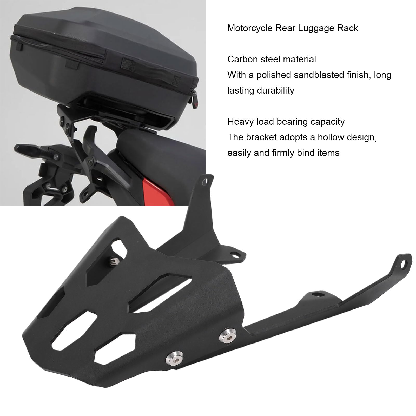 Generic Ripiano di Supporto Sicuro per Portapacchi Posteriore per Moto Resistente per F900R F900XR 2019-2023 Adatto Ai Passeggeri Posteriori Acciaio Al Carbonio