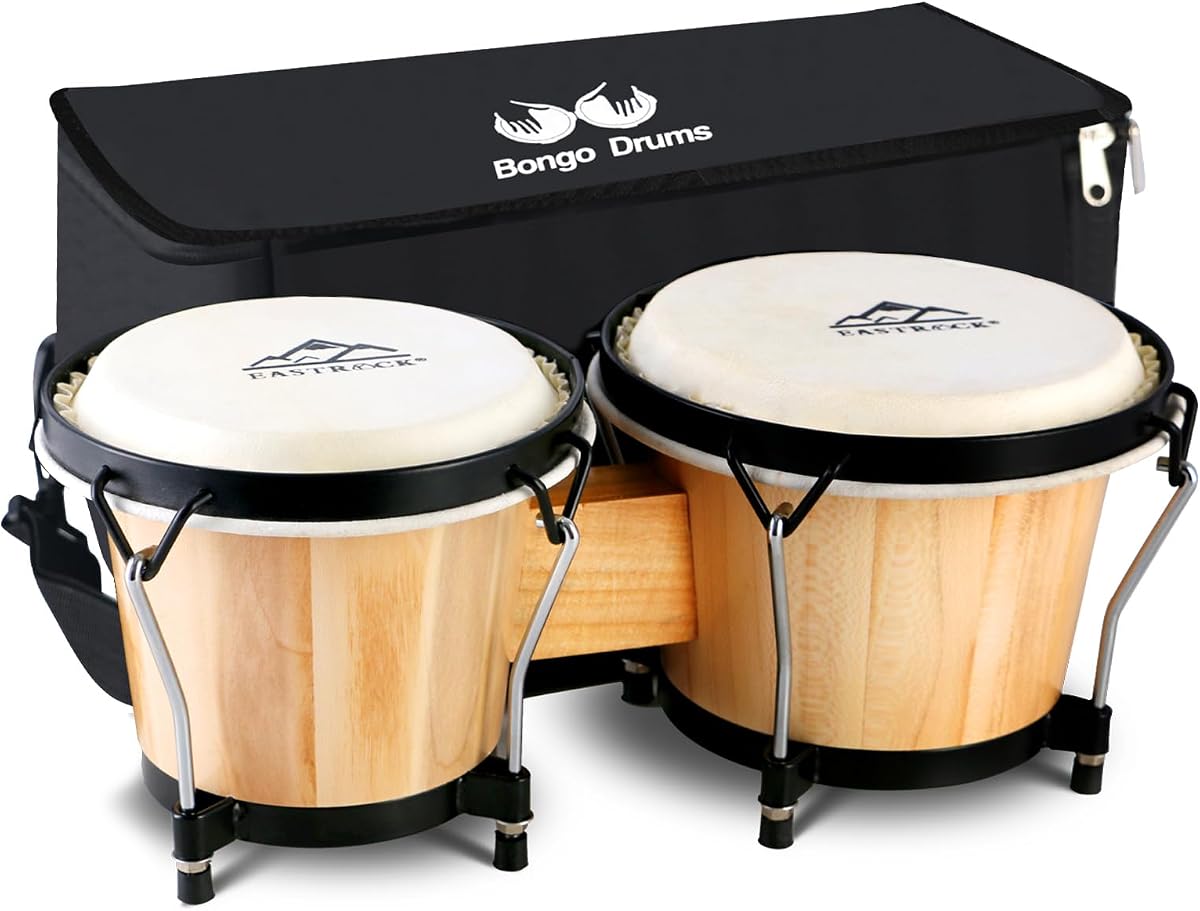 Bongo Drum 6” and 7” Set for Adults Beginners Professionals Tunable Wood and Metal Drum Percussion Instruments with Bag and Tuning Wrench