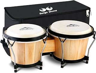 EastRock Bongo Drum 6” and 7” Set for Adults Beginners Professionals Tunable Wood and Metal Drum Percussion Instruments with Bag and Tuning Wrench