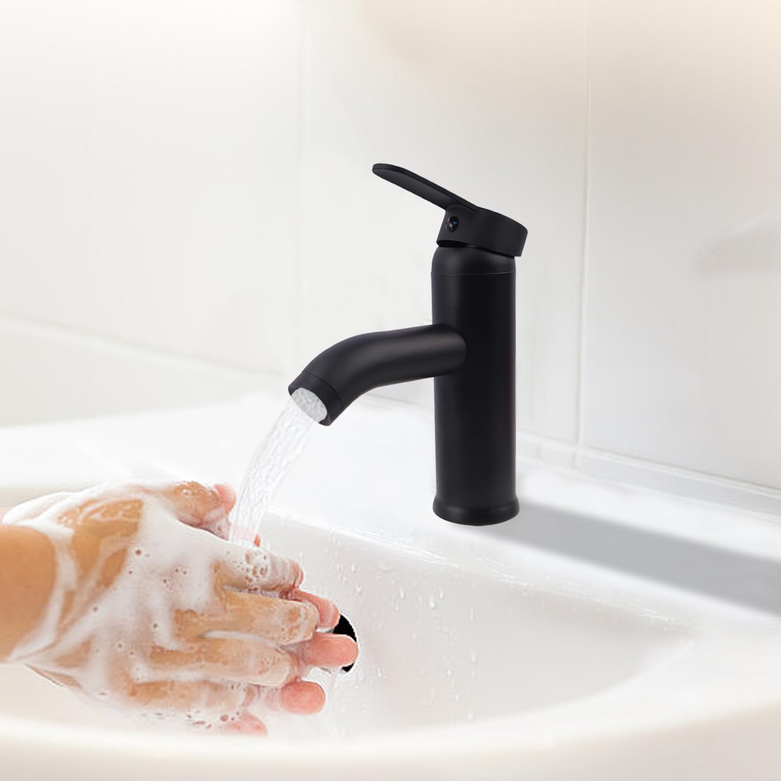 Rubinetto Bagno Lavabo Acciaio Inossidabile 304, Miscelatore Cucina con Tubo Flessibile, Rubinetto Vasca da Bagno, Miscelatore Bagn per Lavandino, WC per Gli Ospiti (Nero)