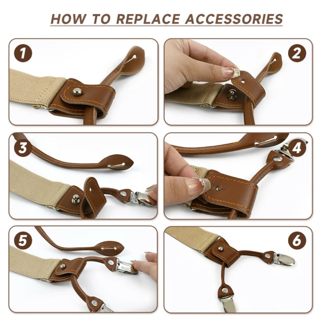 Tirantes Suspender Hombre Tirantes Multi-Set Traje Tirantes De Trabajo Cuero Elástico Hombre