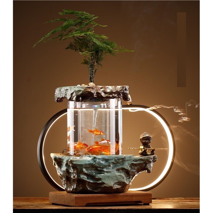 Fuente De Interior Fuente de sobremesa Estilo Chino con circulación de Agua, Adornos Decorativos, Sala de té, Sala de Estar, Empresa, Oficina, Fuente de Escritorio Fuente De Sobremesa