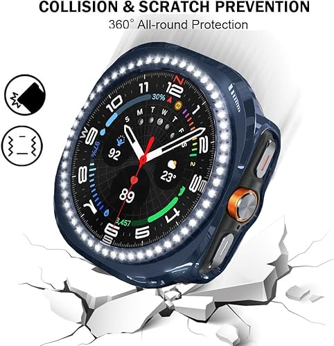 Vista 140 de Correas compatibles con Samsung Galaxy Watch FE / 5/4 de 1.575 pulgadas, correa de metal con diamantes de imitación brillantes de 0.787 pulgadas