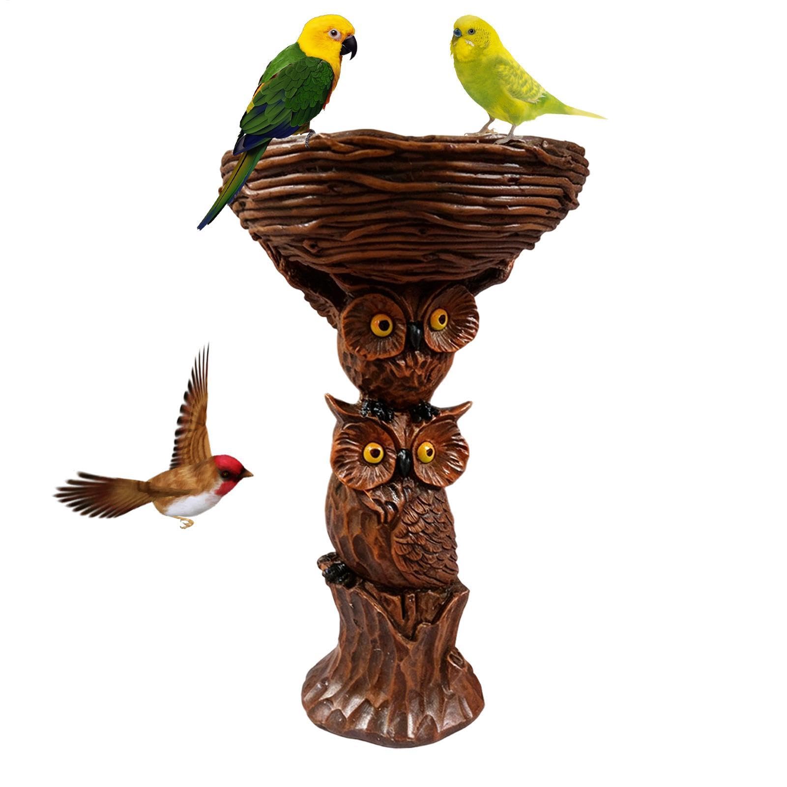 Bebedero para pájaros para exteriores – Cuenco de agua decorativo de | resina, para animales salvajes en el jardín, bebedero decorativo para pájaros, elemento de jardín ecológico | Baño de agua
