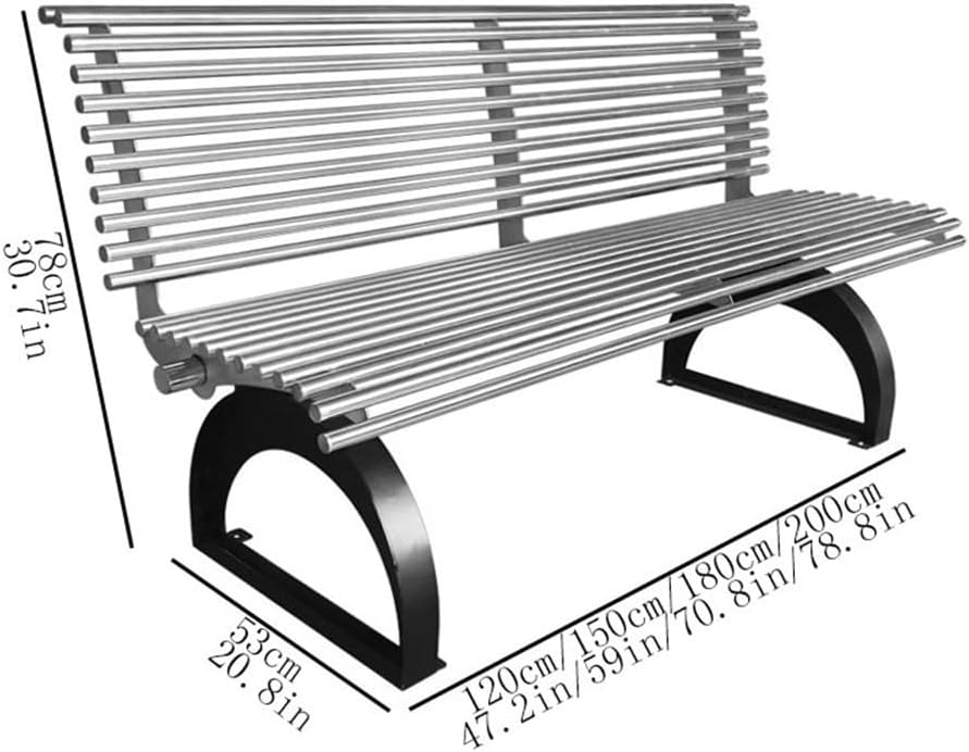 bancas de Patio Exterior Park Outdoor Bench, Stainless Steel Double Chair, Garden Patio Lounge Backrest Seat(Small)