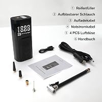 SHTALHST Elektromos Pumpa 6000 mAh Akkumulátorral - 150 PSI Kompresszor LCD Kijelzővel Kerékpárhoz, Motorhoz, Autóhoz - Zseblámpa és Powerba 9