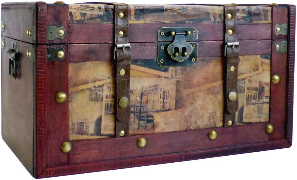 vidaXL Vintage Large Wooden Treasure Chest Mocha Brown Pirate Storage