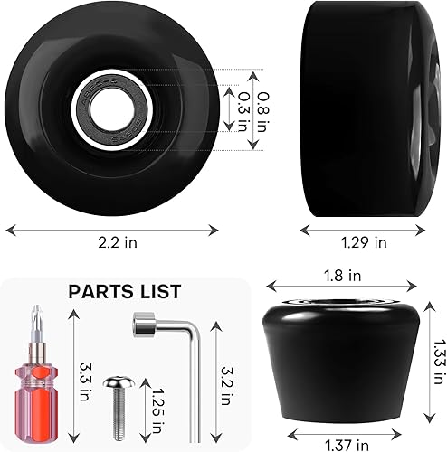 Miniatura 2 de Nezylaf Paquete de 8 ruedas de 32 x 58, 82 A con rodamiento instalado y 2 topes de punta para patinaje de doble fila, accesorios de repuesto