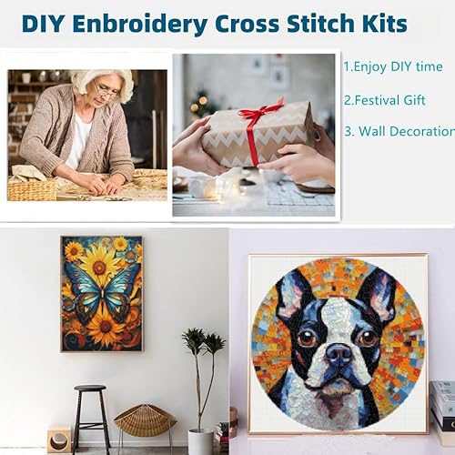 Miniatura 7 de Kits de punto de cruz estampados para manualidades, huevos de conejo de Pascua para principiantes, fácil de 11 quilates, bordado de punto de cruz,