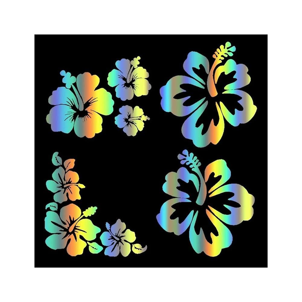 Hibiscus Decal 4 Pack Car Sticker Waterproof Car Styling Decor Car Accessories(Laser)