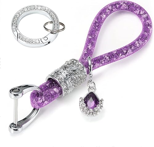 Bling Crystal - Llavero de coche para mujer, accesorios de diamantes de imitación, llavero de coche de moda