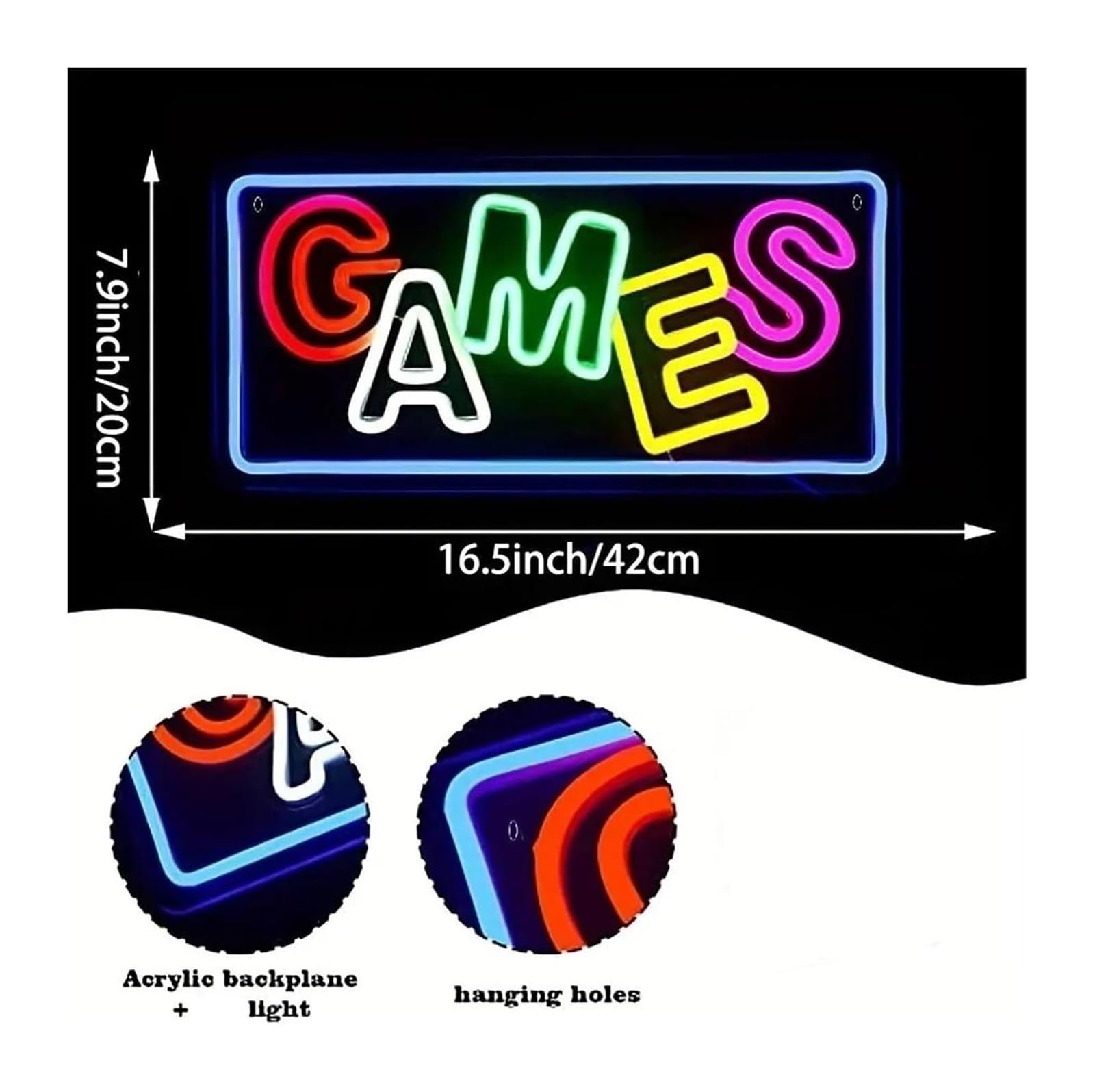 Para Decoración De Fiestas Con Letreros Neón "Juegos" Para LED Coloridos
