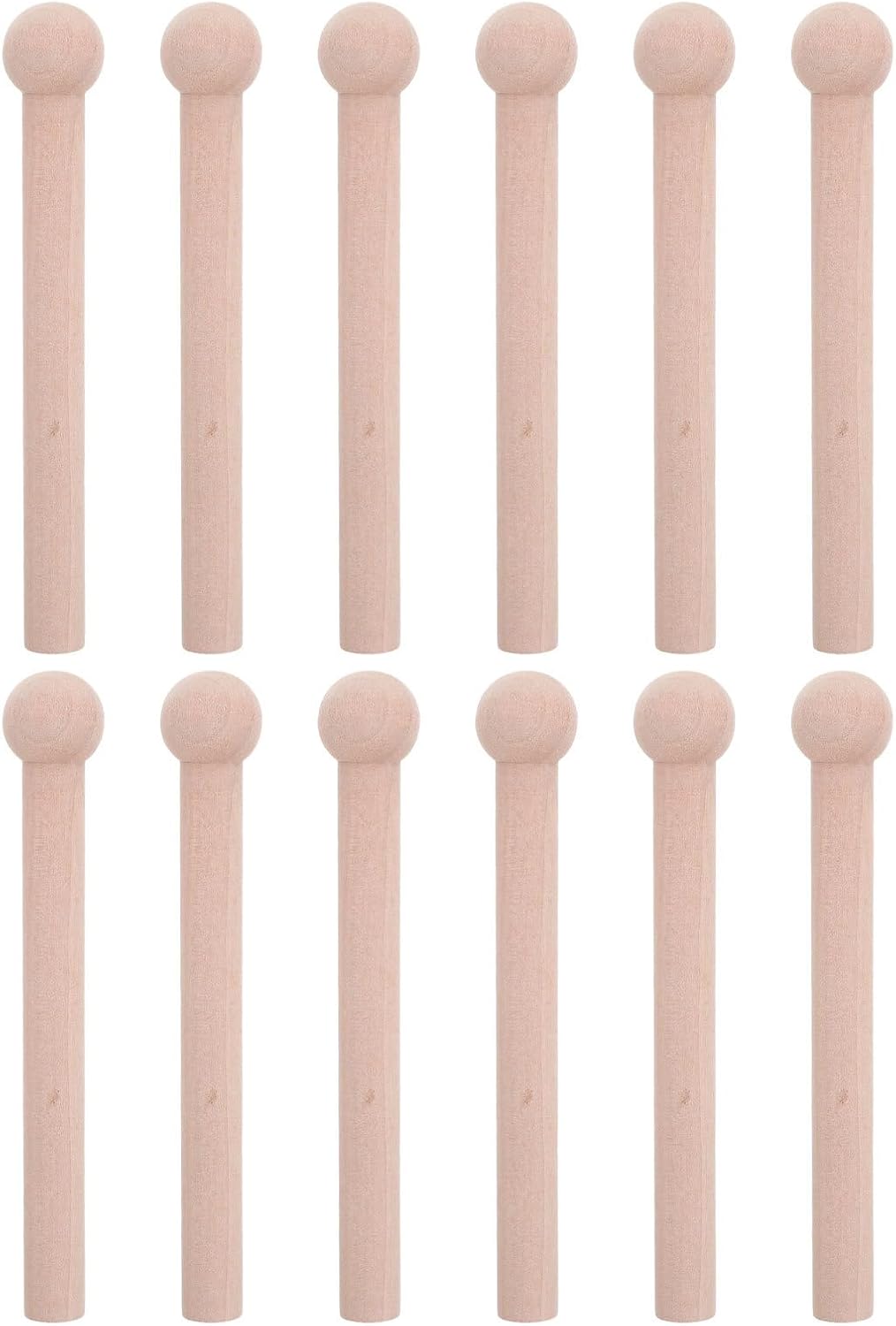 12pcs Solid Wood Pegboard Hooks and Hanging Pegs Set, 25x130x15mm Wooden Peg Sticks for Tool Organization and Workshop Storage, Hole Board Accessories for Garage and Craft Rooms