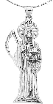 925 SILVER GRIM REAPER NECKLACE 20" LONG/CADENA DE LA SANTA MUERTE 20" 20x6mm - Foto 9