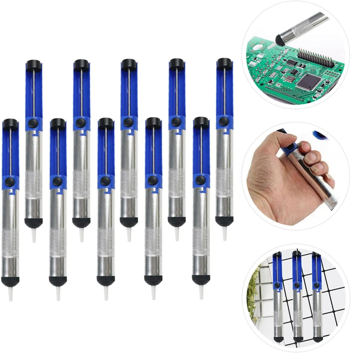 10pcs Solder Desoldering Pump Tool Kit Lightweight Vacuum Removal Tool for Efficient Solder Extraction Easy One-handed Use for Circuit Board Repairs