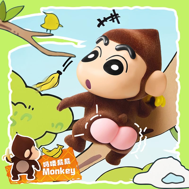 Image of MINISO Crayon Shin Chan Tushie Series Collection Vinyl Plush Pendant Surprise Box Figure Model Random Design Blind Box Toy Collectible Toy for Home Decor Birthday Gifts (Random One Figure)