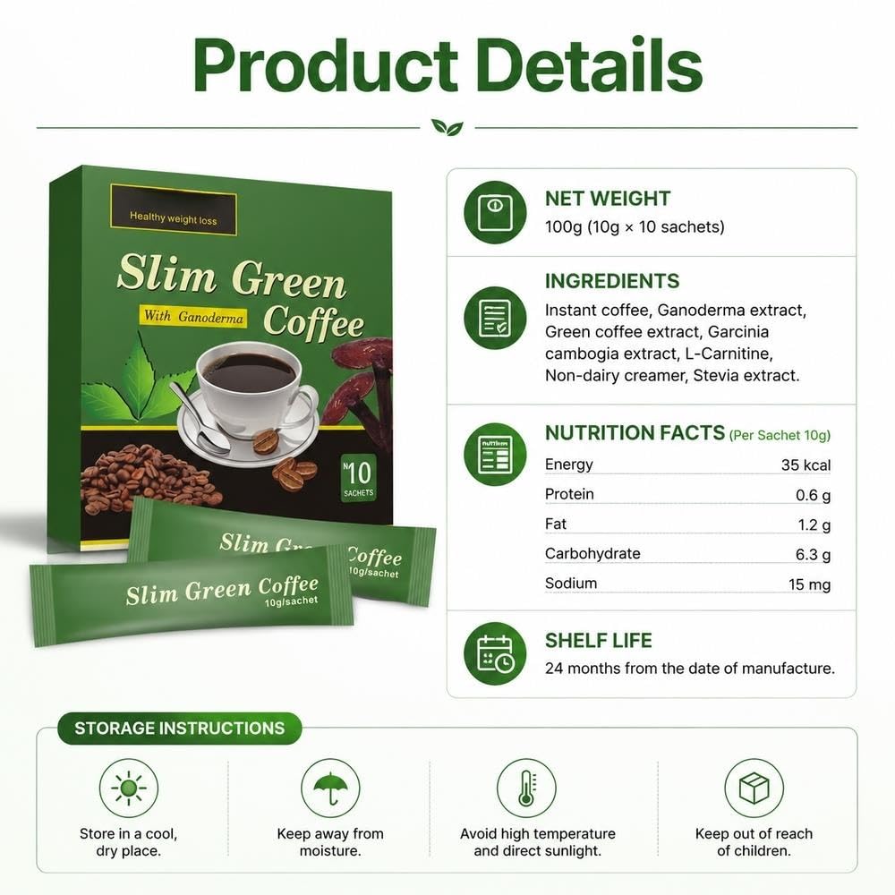 Miscela macinata biologica di supporto immunitario for tè e caffè verde | Caffè energetico equilibrato, vegano, senza glutine, a tostatura media(3pcs)