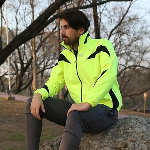 FT Fashion Track Softshell Mens Jacket with Fleece Lining – Windproof Winter Jacket for Men, Lightweight mens fleece for Cycling, MTB, Running, Hiking, Workwear & Outdoor Use (Green/Black, XL) - Image 7