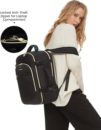Miniatura 2 de LOVEVOOK Mochila de mano aprobada por vuelo, mochila de viaje para laptop de 35 litros para mujer, mochila grande con 3 cubos de embalaje.., Negro
