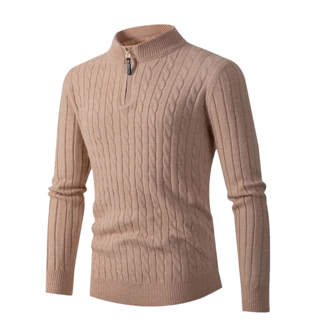 Pull d'hiver en polaire homme chaud à col roulé zippé isolant - 7