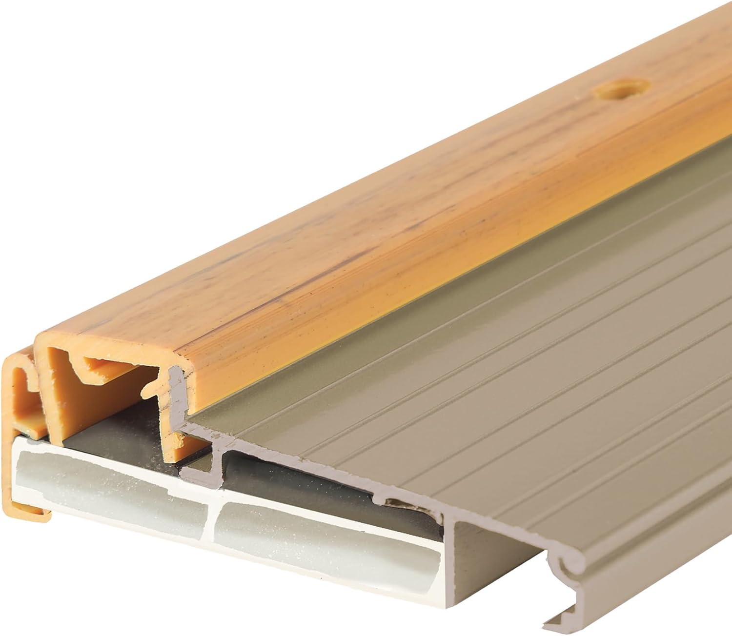 M-D Building Products 49008 4-9/16 in. x 1-3/8 in. x 36 in. Satin Nickel Adjustable Aluminum Thermal Break Threshold