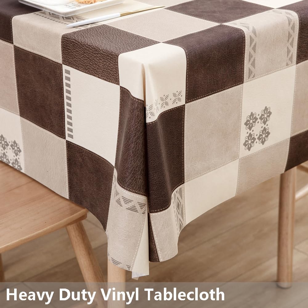 trudelve heavy duty vinyl table cloth plastic table cloth waterproof wipeable pvc tablecloths for rectangle tables (54'' x 78'', lattice-2) 78" x 54" (rectangular) lattice-2